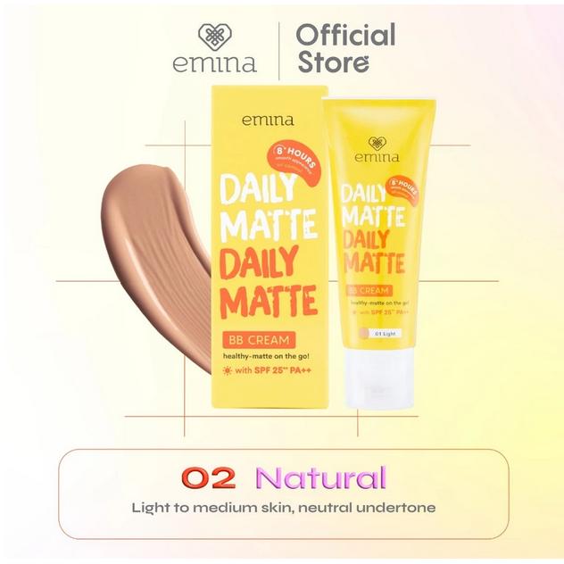 Emina Daily Matte BB Cream SPF25 PA++ 16 gr - Melembabkan, Matte Finish, Oil Control