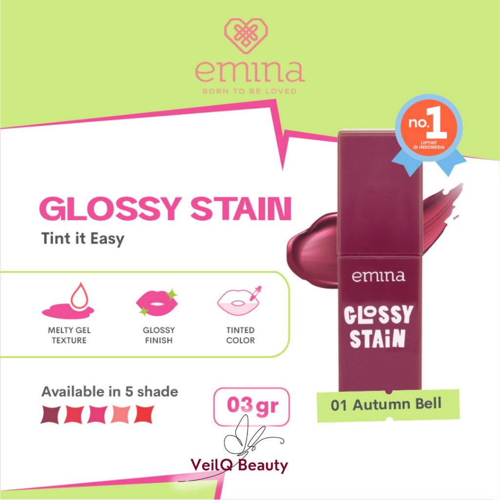 Emina Glossy Stain Lip Tint Bibir Glossy Finish Melembabkan