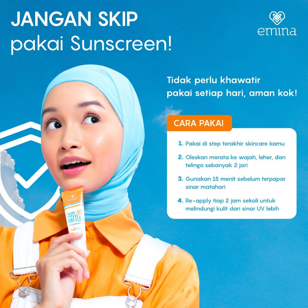 Emina Sun Battle SPF 35 PA+++ 20ml FUN SIZE NEW!! Bright Glow Sunscreen Wajah