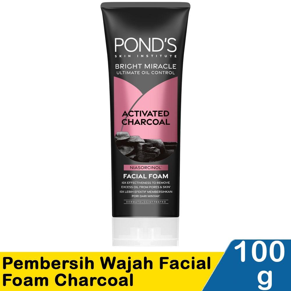 POND'S Activated Charcoal Facial Foam Cleanser for Bright & Detoxed Skin - Deep Clean Purify 100g Tested by Dermatologists