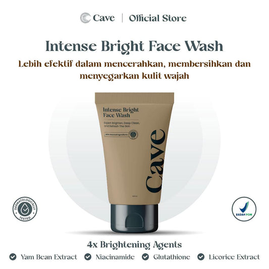 Cave Intense Bright Face Wash - 100ml Pore Minimizing & Brightening Cleanser with 4x Brightening Agents for Men