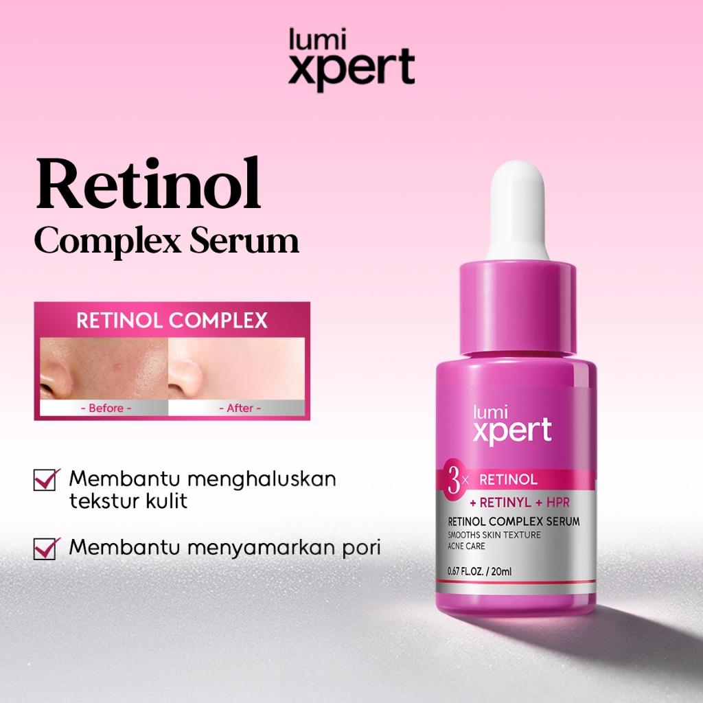 Lumixpert Retinol Complex Serum 20ml Membantu regenerasi kulit dengan stabil untuk merawat kulit berjerawat, menghaluskan tekstur