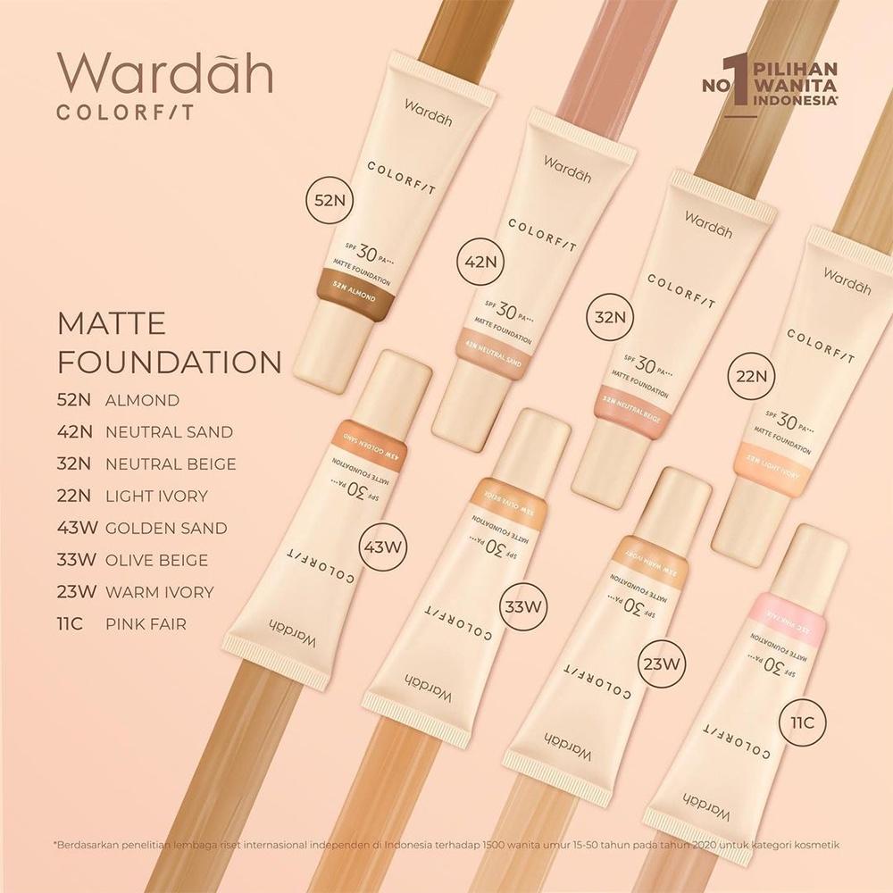 WARDAH Colorfit Matte Foundation 25ml – SPF 30 PA+++ | Long-Lasting Matte Base