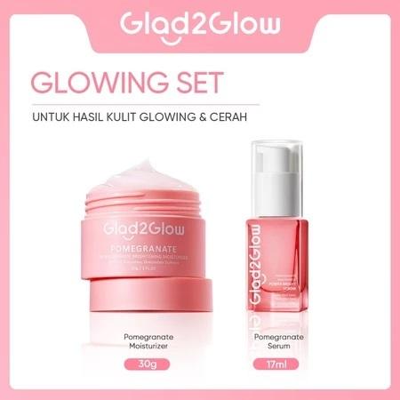 Glad2Glow 2pcs Skincare Bundle - Barrier Bright Blueberry Ceramide Centella Serum & Moisturizer Gel for Glowy Skin Care