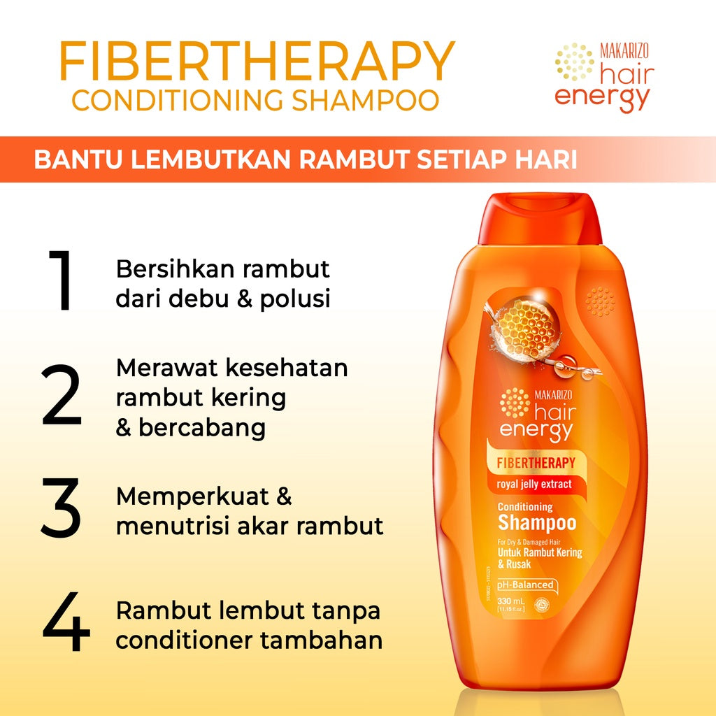 PAKET ISI 2 - Makarizo Hair Energy Fibertherapy Conditioning Shampoo Royal Jelly 330 mL