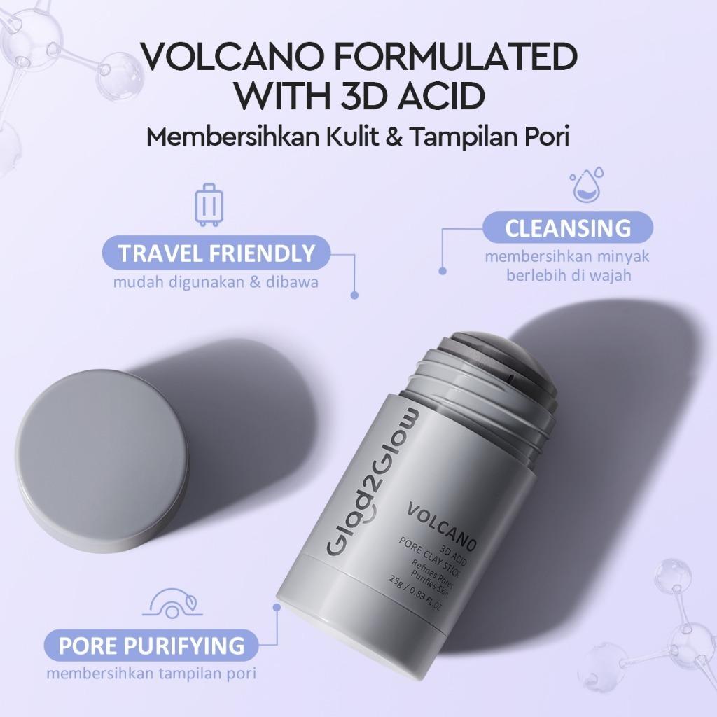 GLAD2GLOW Clay Stick Mask Series | Mugwort + Salicylic Acid for Acne & Volcano 3D Acid for Pore Care | 25g