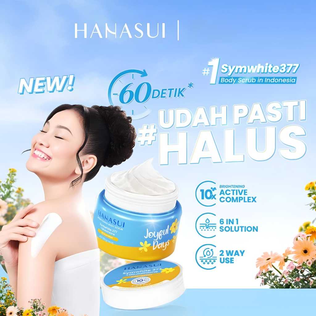 Hanasui Brightening Body Scrub 200g - Skin Brightening & Exfoliating Formula - Happy, Joyful Days, Sunshine Glow Variants