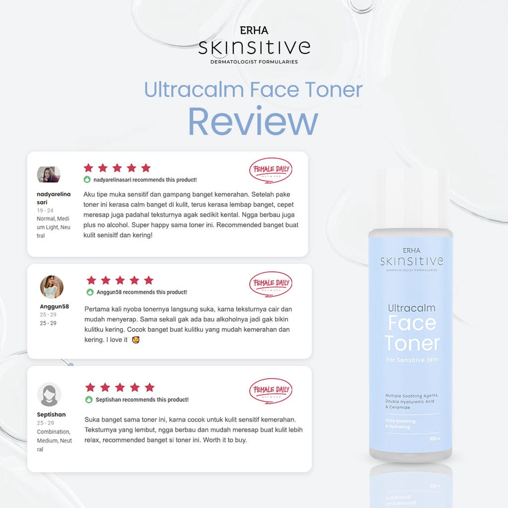 ERHA Bundle Skinsitive Ultracalm Face Wash 80g + Ultracalm Face Toner 100ml - Paket Kulit Wajah Sensitif & Aman untuk Semua Jenis Kulit