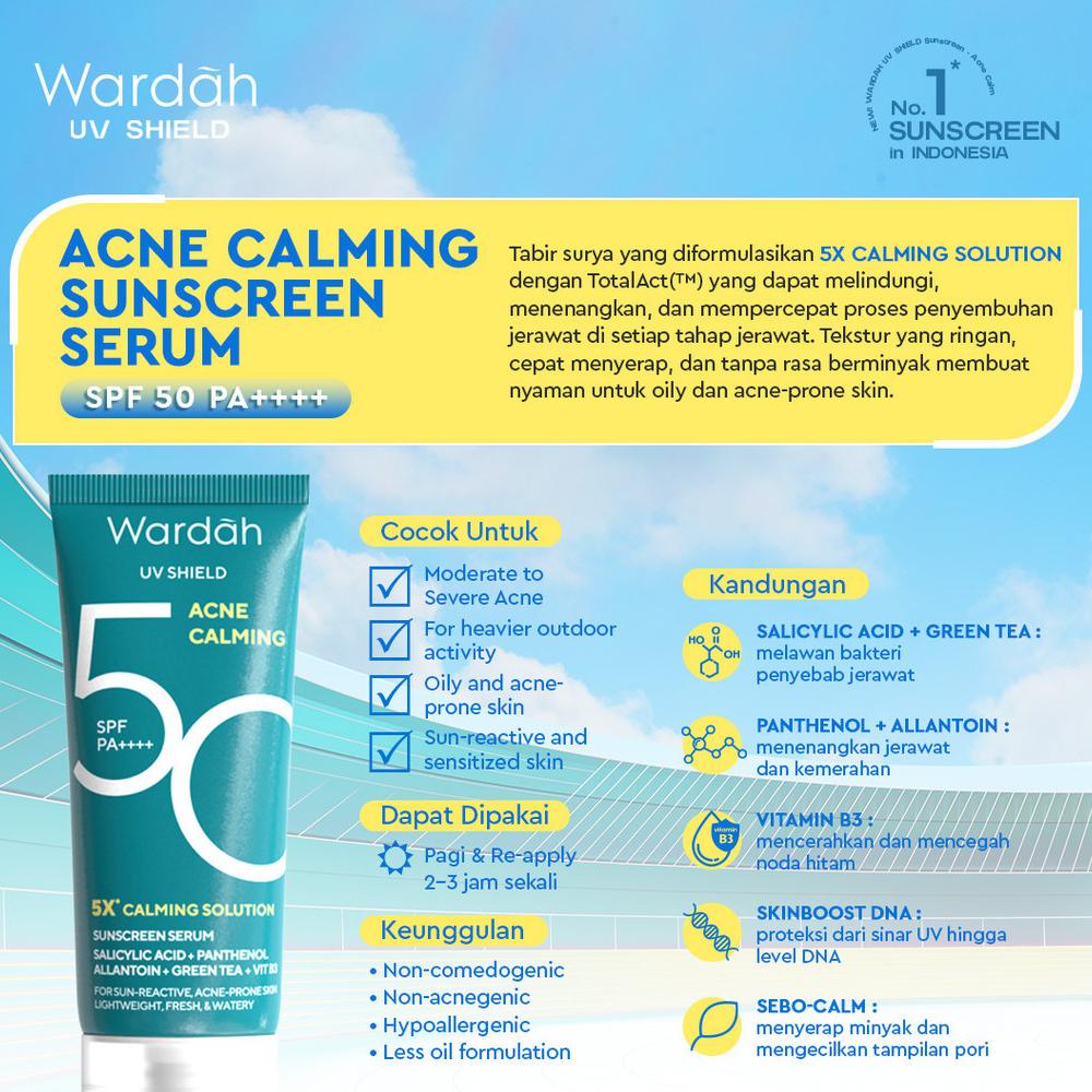 WARDAH UV Shield Acne Calming Sunscreen – SPF 50 PA++++ | UVA & UVB Protection