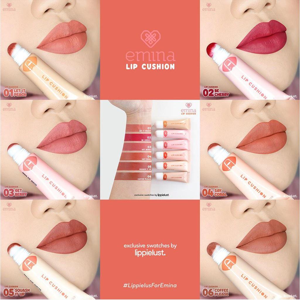 EMINA Lip Cushion 9g | Soft Blur Tint Finish | Lip Cream with Cushion Applicator | Serba Ada