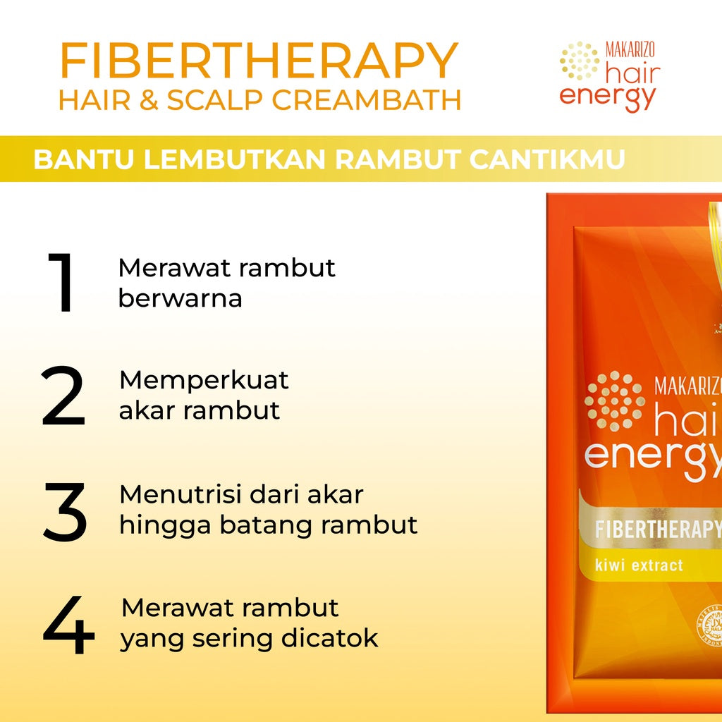 PAKET ISI 12 - Makarizo Hair Energy Fibertherapy Hair & Scalp Creambath Kiwi 30 mL