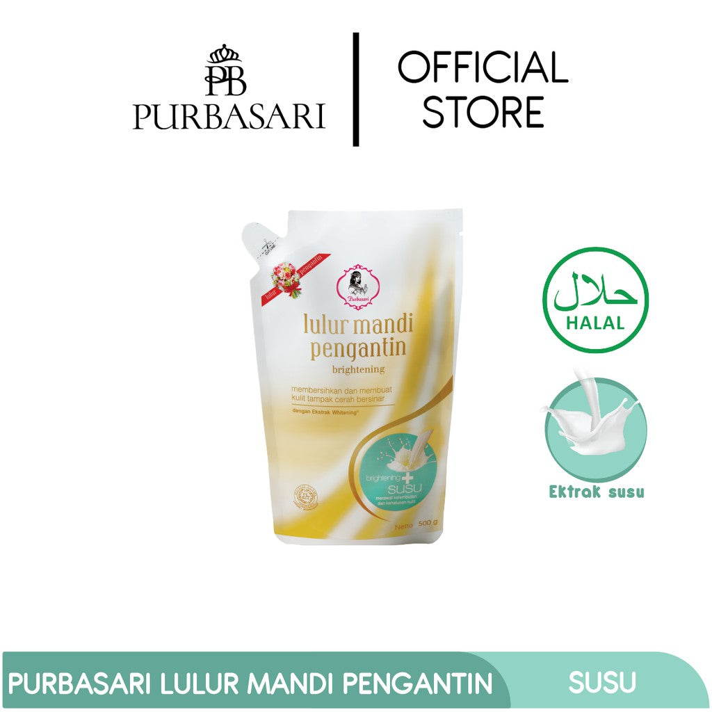 Purbasari Lulur Pengantin Susu 500 Gr / Lulur Pemutih Whitening Pencerah / Lulur pelembab kulit / Lulur Badan perontok daki / Kemasan Hemat ekonomis