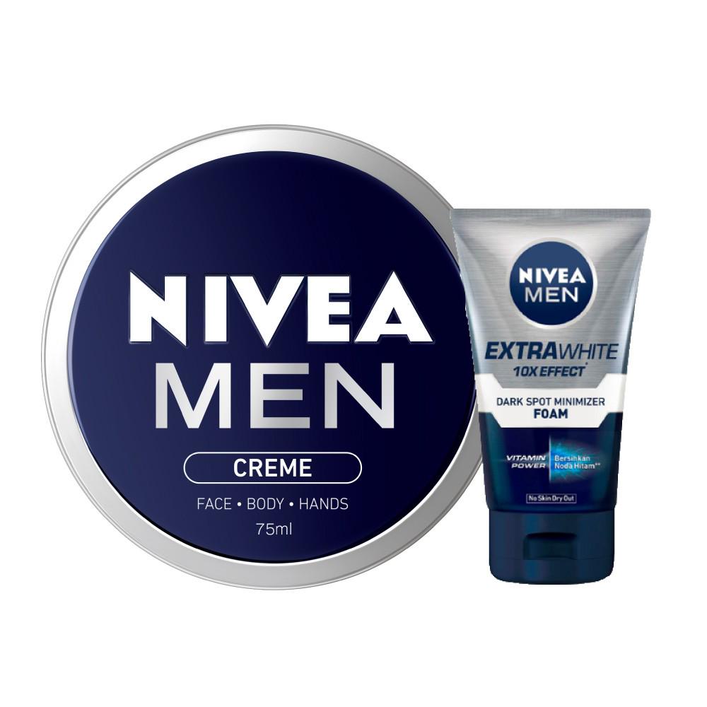 NIVEA Men Crème 75 ml + Men Extra White Dark Spot Minimizer Foam 50 ml