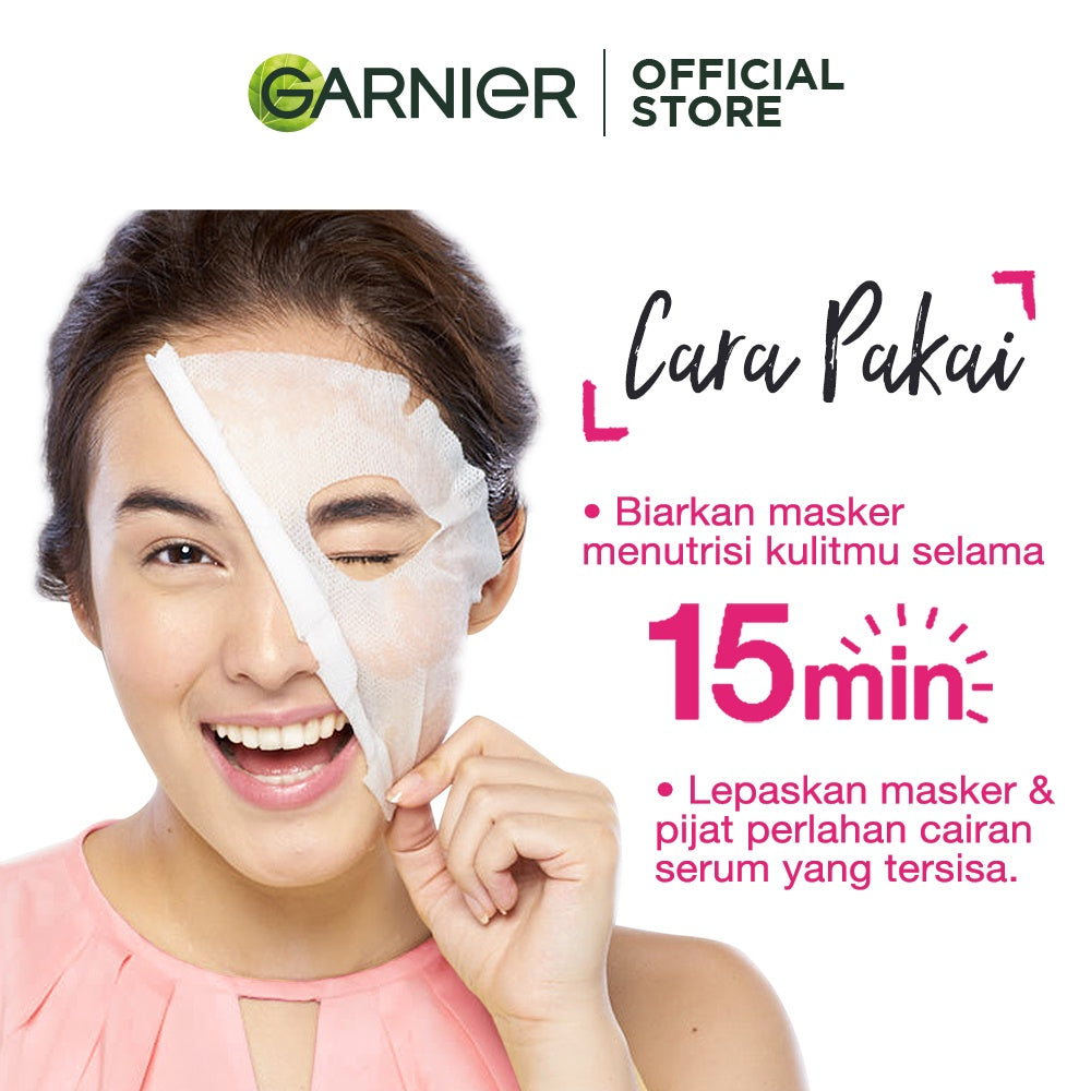 GARNIER Hyaluron Hydrating Skin Barrier Serum Masker Wajah Sakura Glow 10 Pcs Lebih Hemat skincare