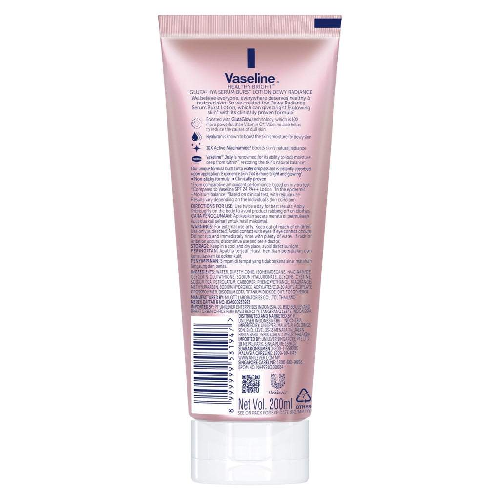 Vaseline Gluta-Hya Body Serum Dewy Radiance 200 mL x2