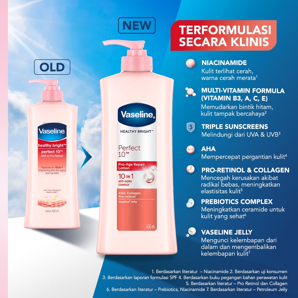 Vaseline Lotion Healthy Bright Perfect 10 200ml Twin Pack