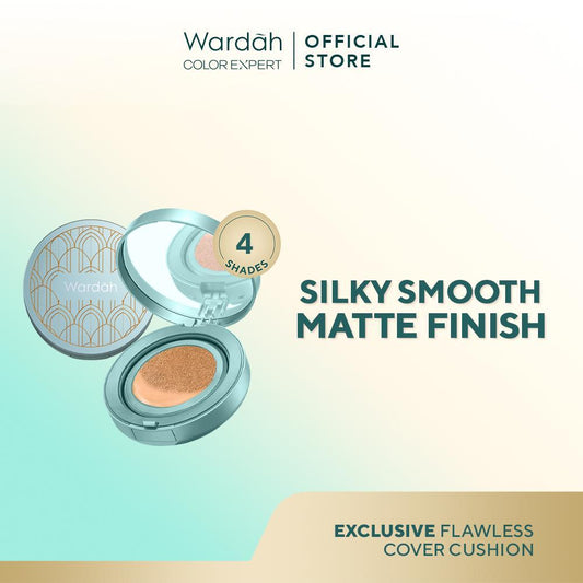 Wardah Exclusive Flawless Cushion | Matte Finish | Long-Lasting Up to 10H | SPF 30 Protection |