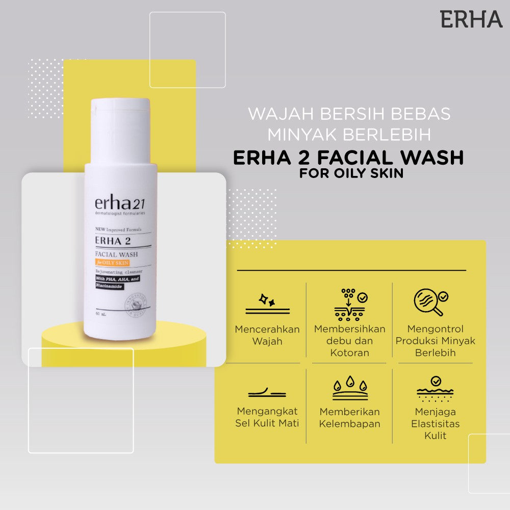 ERHA 2 Facial Wash for Oily Skin 60 ml - Sabun Wajah Kulit Berminyak
