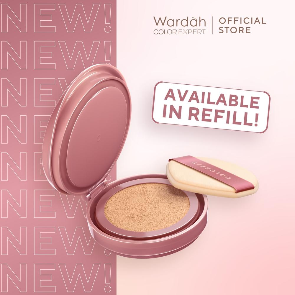 Wardah Colorfit Glow Cushion Refill Healthy-Glow Finish BB Foundation with CICA for Normal Dry Skin Medium Coverage Eco-Friendly BPOM Certified
