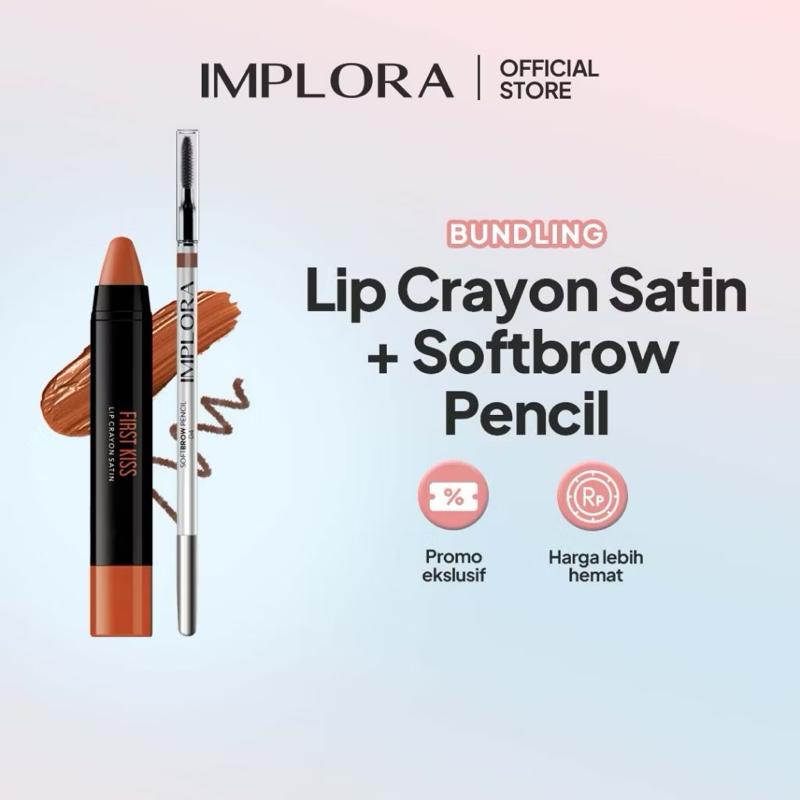 Implora GlamDuo Lip Crayon Satin + SoftBrow Pencil Set