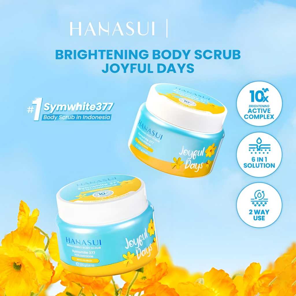 Hanasui Brightening Body Scrub 200g - Skin Brightening & Exfoliating Formula - Happy, Joyful Days, Sunshine Glow Variants