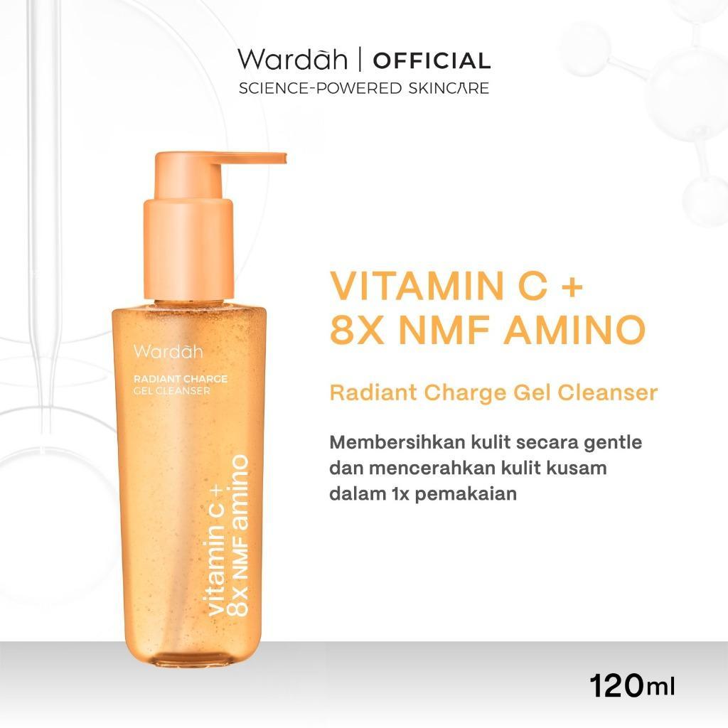 WARDAH Amino Gel Cleanser Vitamin C + 8X NMF Amino 120ml | Low pH Gentle Face Wash for Dull, Dry & Sensitive Skin | Hydrating & Brightening Skincare