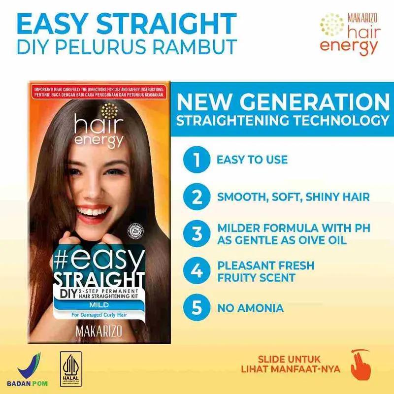 Makarizo HairEnergy EasyStraight Set - 120ml Straightening Cream & Milky Neutralizer for Healthy Shiny Straight Hair