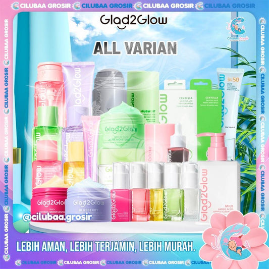 Glad2Glow All Series Skincare - Centella Soothing Gel Moisturizer Eye Cream Toner Serum Blueberry Sunscreen Masker Complete Daily Glow Set