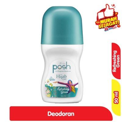 Posh Deodorant Roll On for Women – Hijab Chic Refreshing Green 50ml | 48-Hour Odor Protection with Fresh Herbal Scent | Hijab-Friendly & Gentle on Skin