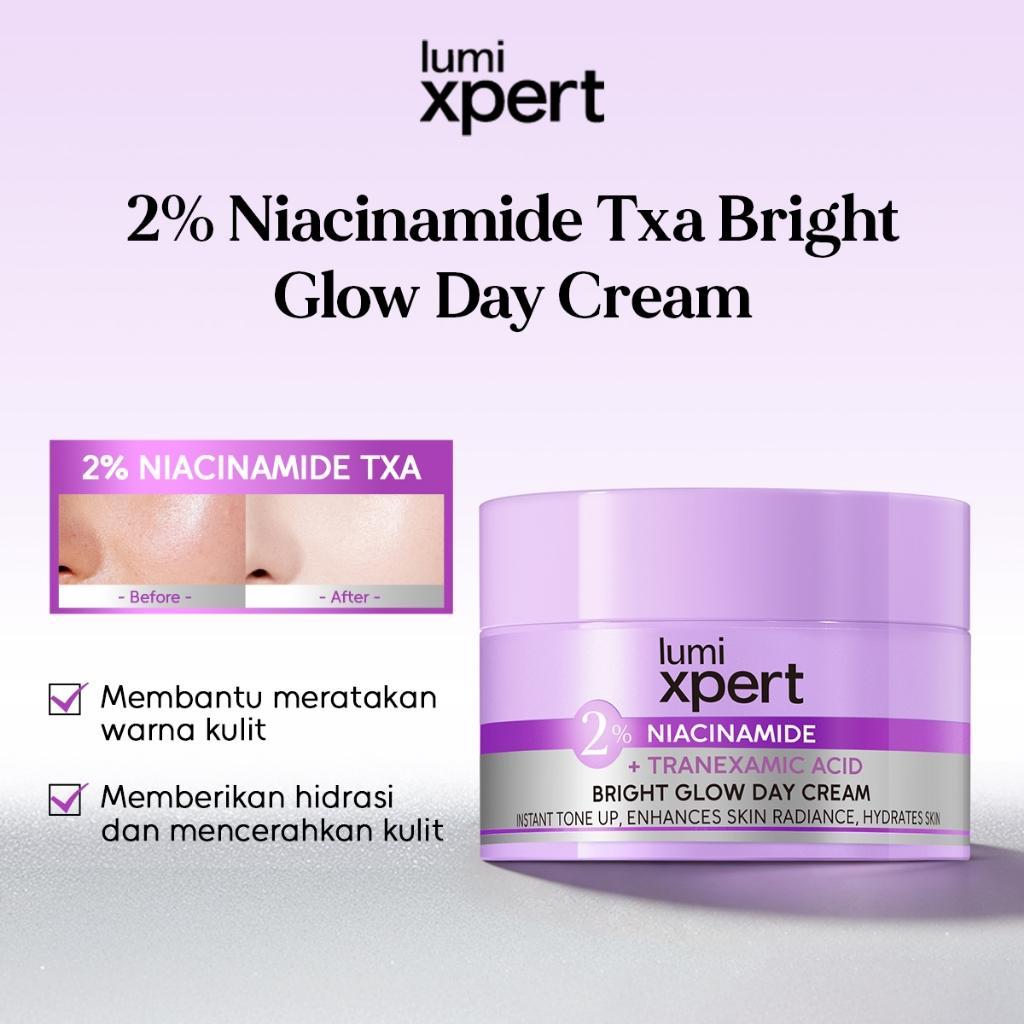 Lumixpert 2% Niacinamide Bright Glow Day Cream memberikan efek kecerahan instan seperti makeup  sekaligus manfaat brightening setara skincare