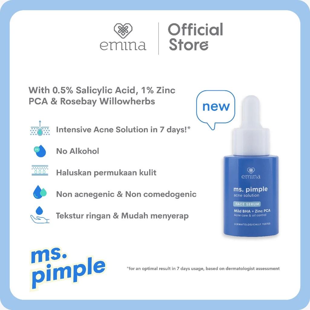 Emina MS Pimple Acne Solution Face Serum 30 mL - Oil Control & Alcohol-Free Formula with Mild BHA & Zinc PCA for Acne Treatment
