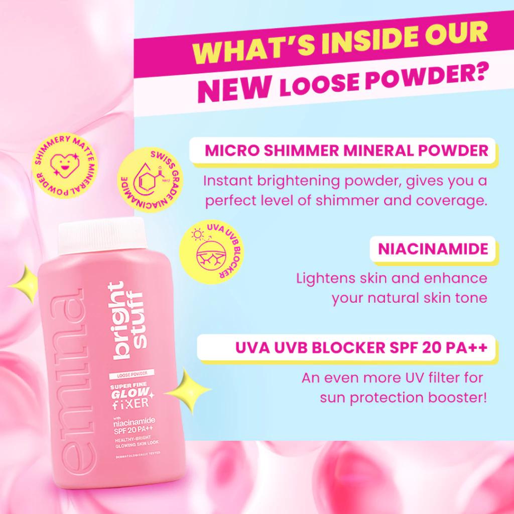 Emina Bright Stuff Loose Powder 55 g - Instant Brightening Loose Powder, Matte Finish, Oil Control