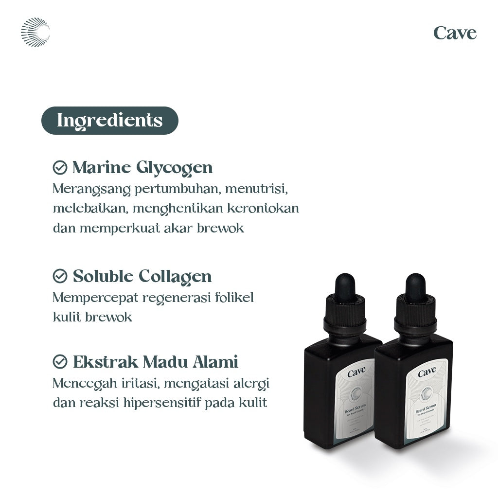 CAVE Beard Serum 30 ml - Penumbuh & Pelebat Brewok Kumis Jenggot Jambang Pria