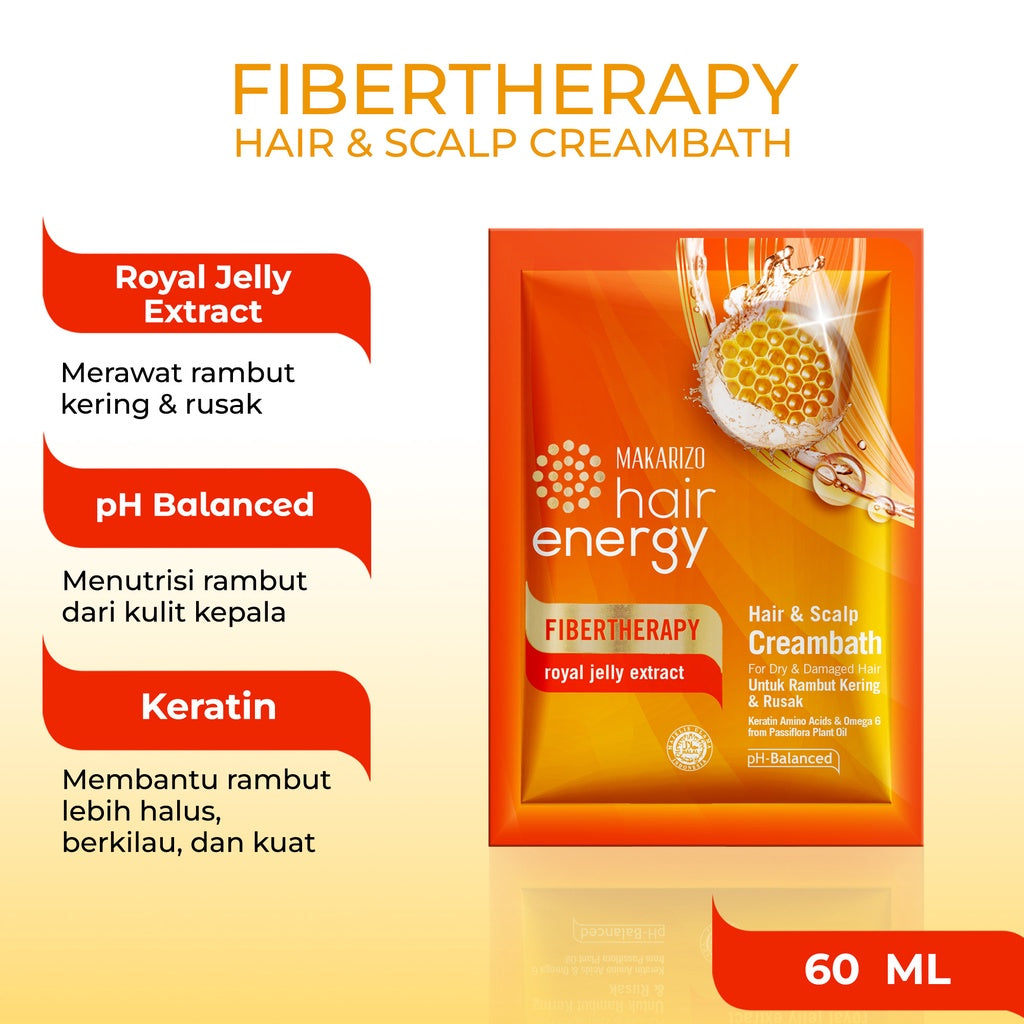 Makarizo Hair Energy Fibertherapy Hair & Scalp Creambath Royal Jelly 60 mL
