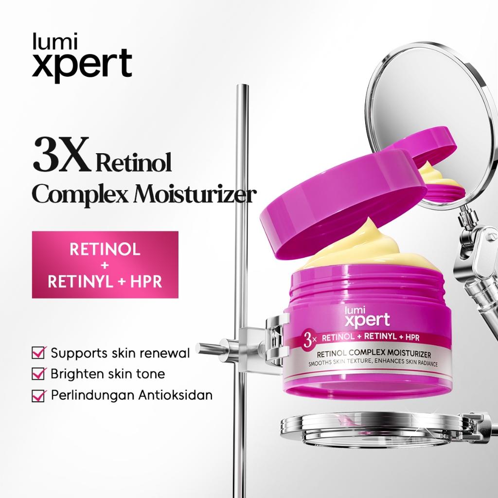 Lumixpert 3x Retinol Complex Moisturizer Membantu regenerasi kulit dengan stabil untuk merawat kulit berjerawat, menghaluskan tekstur