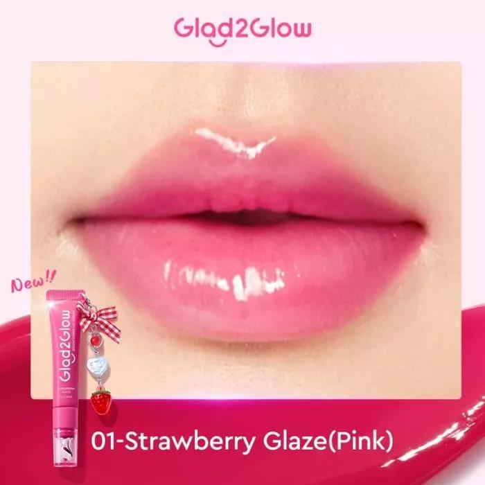 Glad2Glow BRIGHTENING LIP SERUM 7g 3in1 - Brightens Moisturizes Adds Color 24 Hour Hydration Nutrition Strawberry Flavor