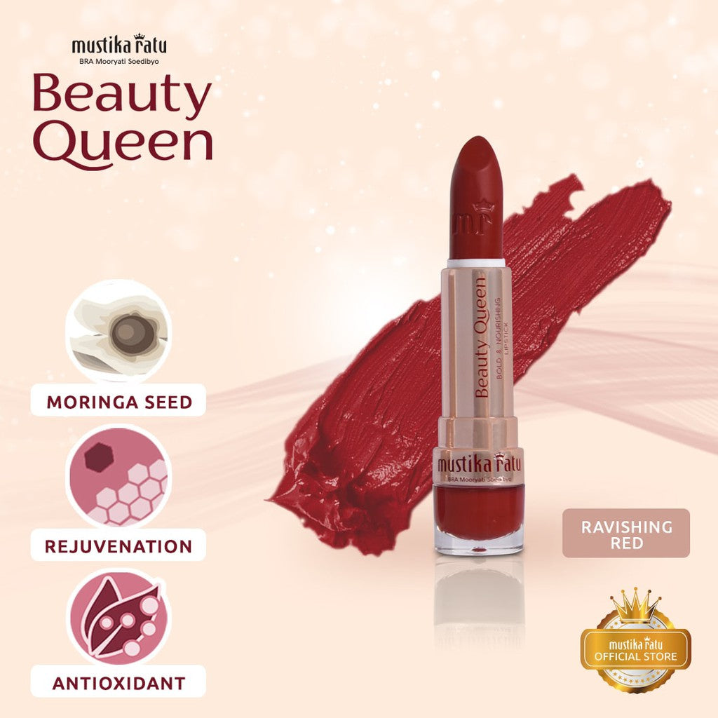 Lipstick warna Ravishing Red Mustika Ratu Beauty Queen Bold Nourishing