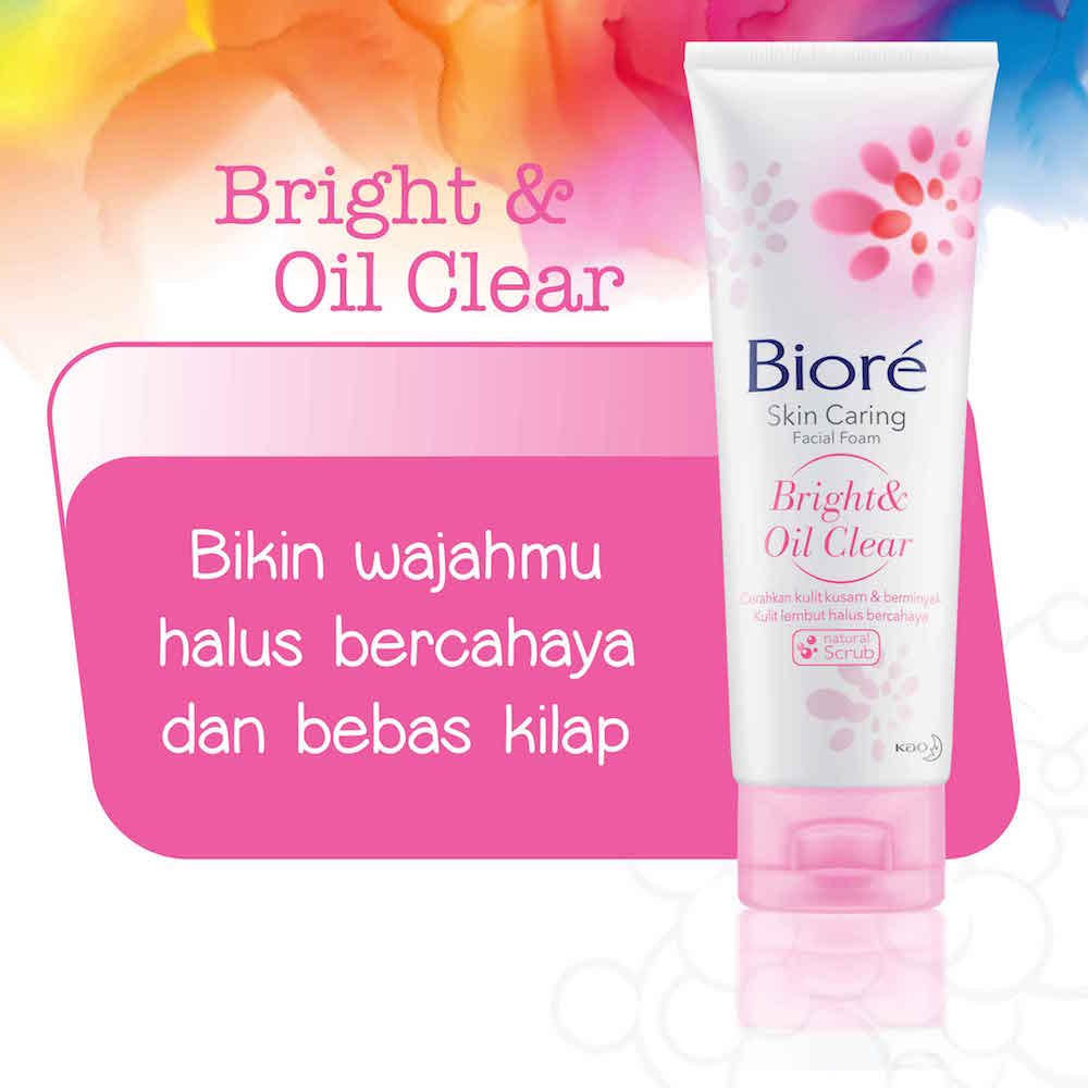 Biore Skin Caring Sabun Cuci Muka Untuk Kulit Berminyak Bright & Oil Clear Natural Scrub 100 gr - Facial Wash