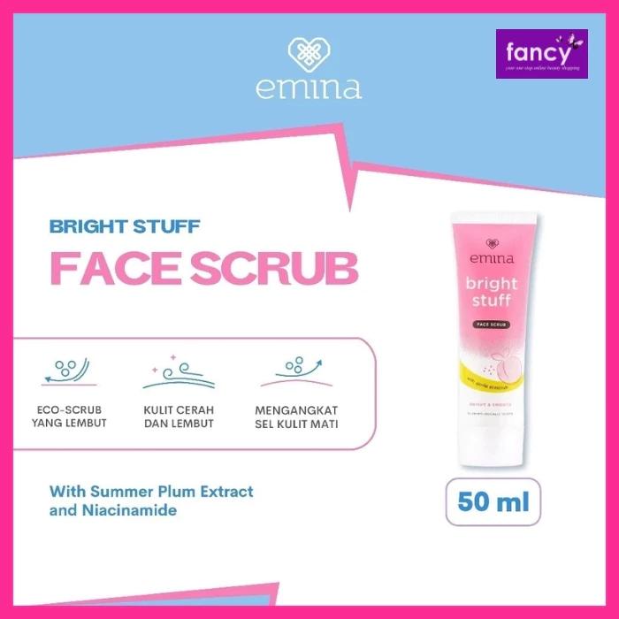 EMINA Bright Stuff Face Scrub 50 ml - Gentle Ecobeads Scrub with Summer Plum Extract for Brighter & Radiant Skin