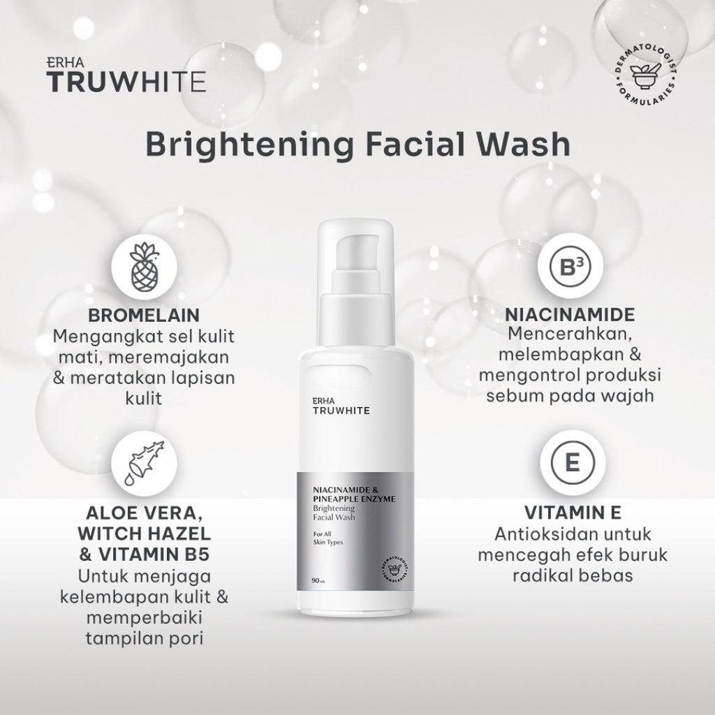 ERHA Bundle Truwhite Brightening Facial Wash 90 ml + Face Toner 100 ml - Sabun + Toner Pencerah Wajah