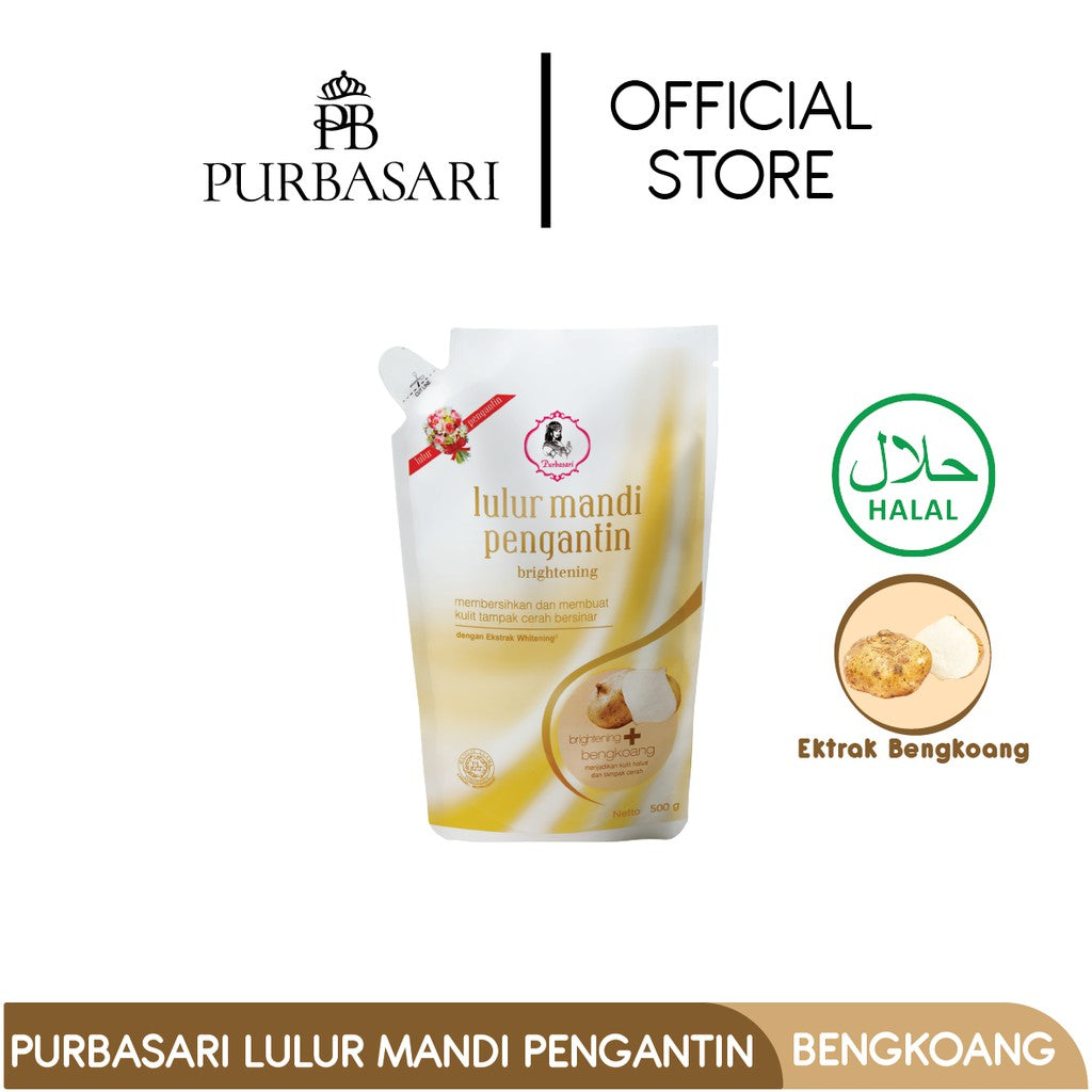 Purbasari Lulur Pengantin Bengkoang 500 Gr / Lulur Pemutih Whitening Pencerah / Lulur pelembab kulit / Lulur Badan perontok daki / Kemasan Hemat ekonomis