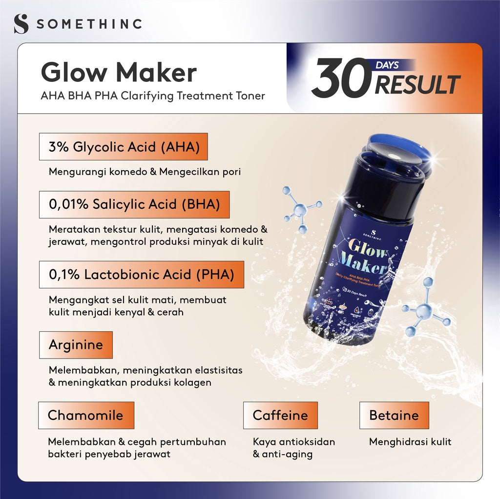 SOMETHINC GLOW MAKER AHA BHA PHA Clarifying Treatment Toner - Toner Eksfoliasi Mengangkat Sel Kulit Mati