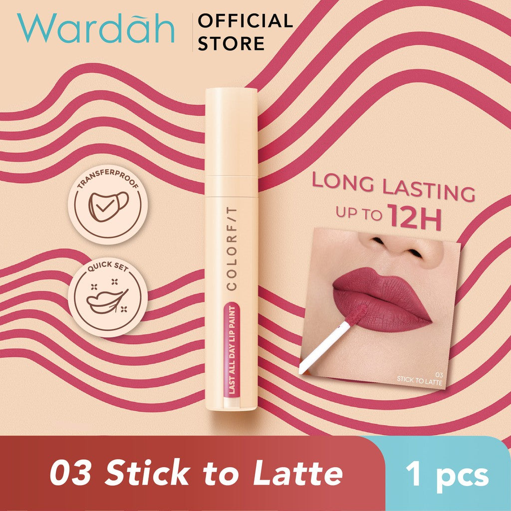 [LIP MATTE TAHAN LAMA] WARDAH Colorfit Last All Day Lip Paint 4 gr (Shade 1-12) Tahan Lama Hingga 12 Jam - Transferproof dengan One Swipe Coverage - Warna Intense - Lipstik Tahan Air dan Minyak - Liptint Anak Sekolah - Liptint - Makeup