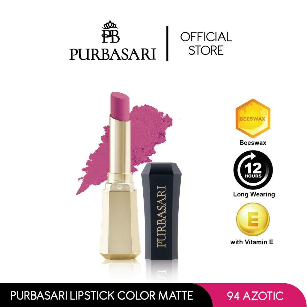 Purbasari Lipstick Color Matte 94 / Lipstick Matte / Lipstick tahan 12jam - Ringan dan lembut di bibir