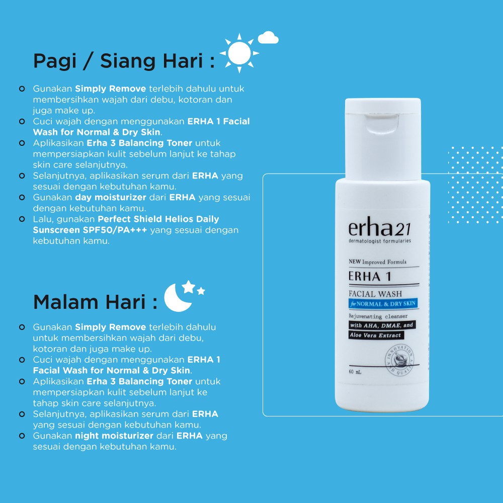 ERHA 1 Facial Wash for Normal & Dry Skin 60ml - Sabun Muka Kulit Normal dan Kering