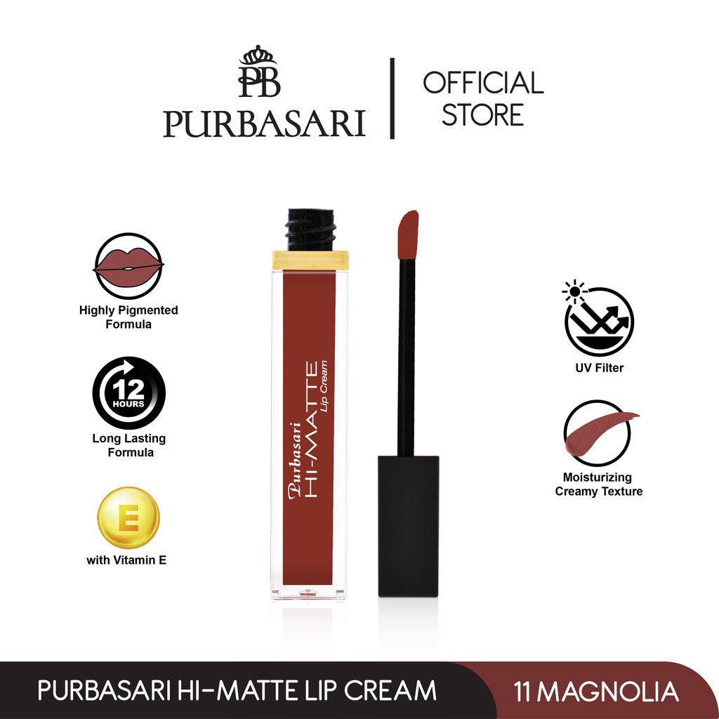 Purbasari Hi-Matte Lip Cream 11 Magnolia / Matte Lipcream / Matte Lipstick - Lembut Tahan Lama Pelembab Pigmentasi Tinggi