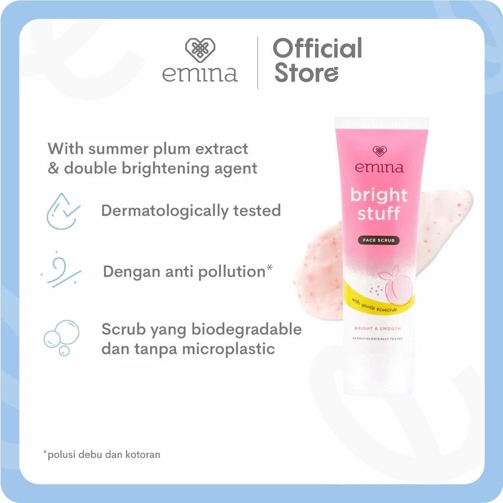 EMINA Bright Stuff Face Scrub 50 ml - Gentle Ecobeads Scrub with Summer Plum Extract for Brighter & Radiant Skin