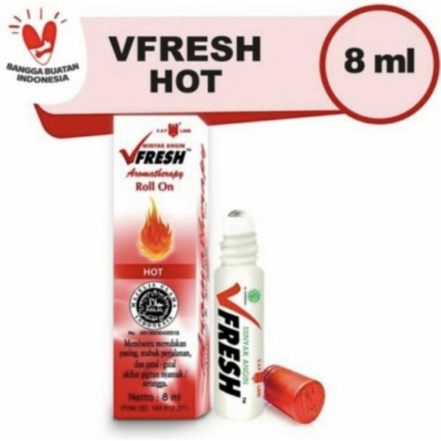 Vfresh Cap Lang Aromatherapy Roll-On - Hot Herbal Oil for Headache Dizziness & Travel Relief 10ml Stainless Roll Ball