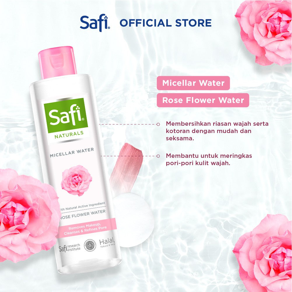 SAFI - Naturals Micellar Water - With Rose 200ml - Pembersih Wajah