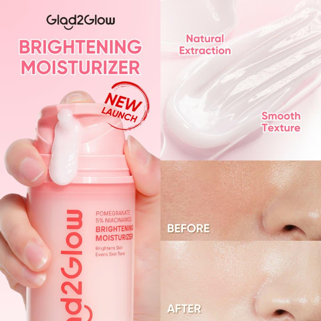 Glad2Glow Moisturizer 100g Series Centella Soothing Gel Cica & Pomegranate Niacinamide Brightening Hydrating Skin Care Product